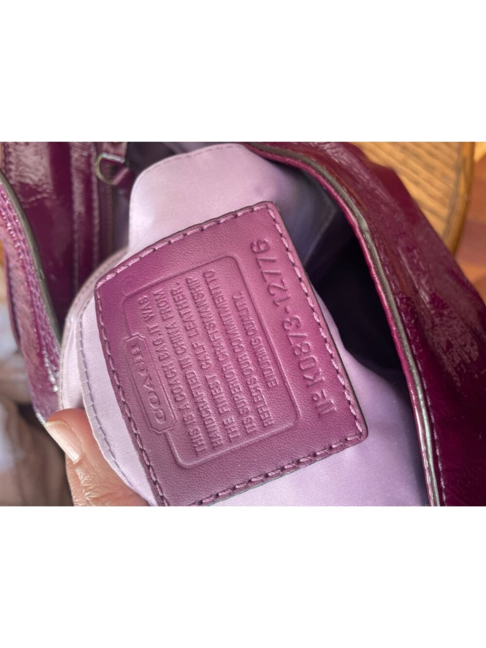 Coach Zoe Large Hobo Shoulder Bag Plum Purple Patent Leather Vintage 12776 - Picture 11 of 16